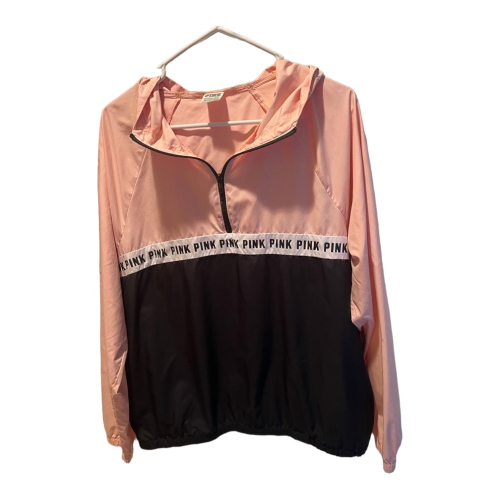 Women’s pink Victoria Secret  Hooded Sweatshirt Size XS peach & Black